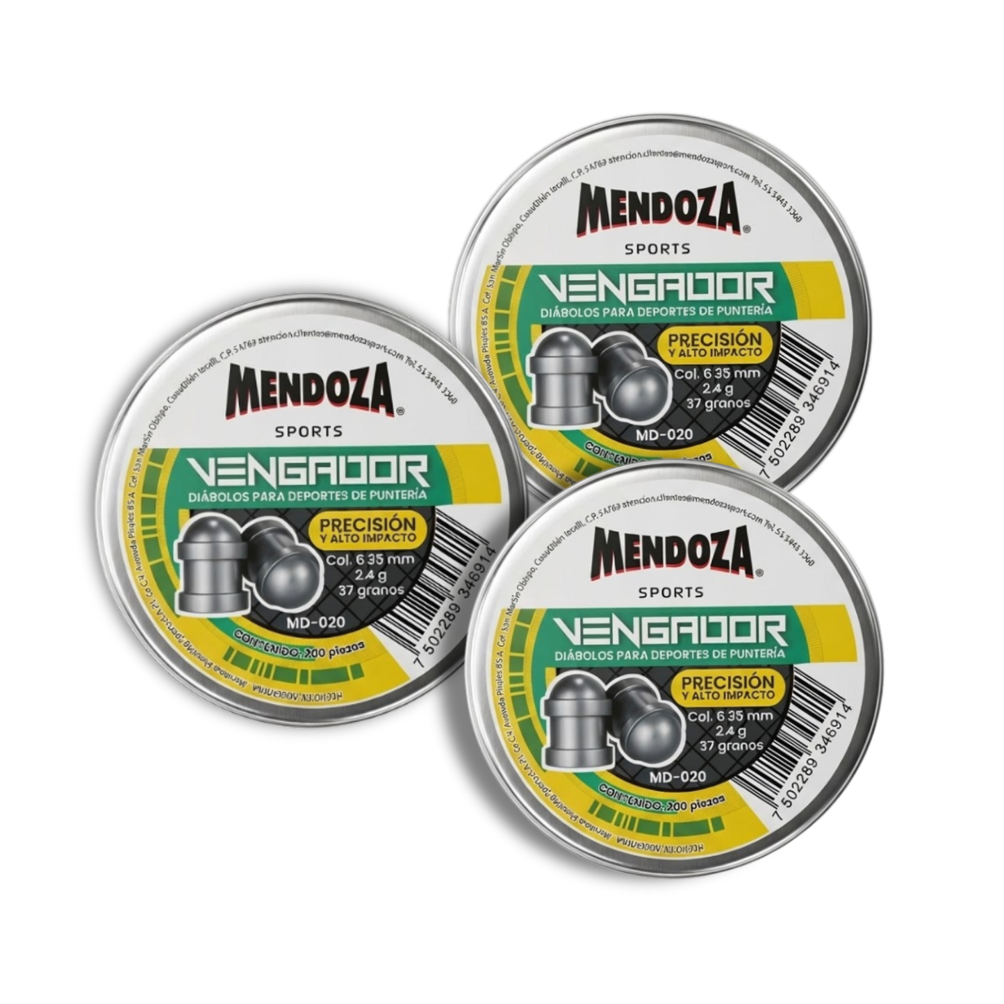 3 Pack Diábolos Mendoza Vengador 6.35mm MD-020 PCP 200pz