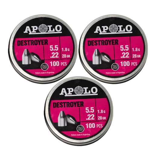 Diábolos Apolo E-19901 5.5 mm Punta Slug p/ PCP 28gr 3 Pack