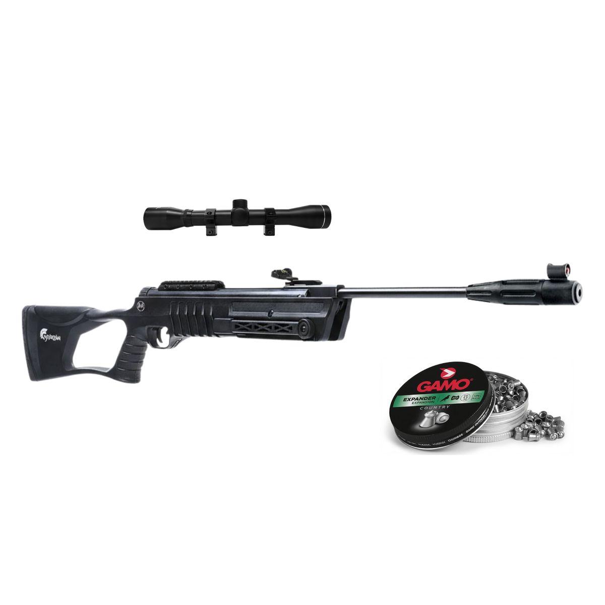 Rifle de aire Mendoza Spartan 5.5mm Resorte 800 fps en combo