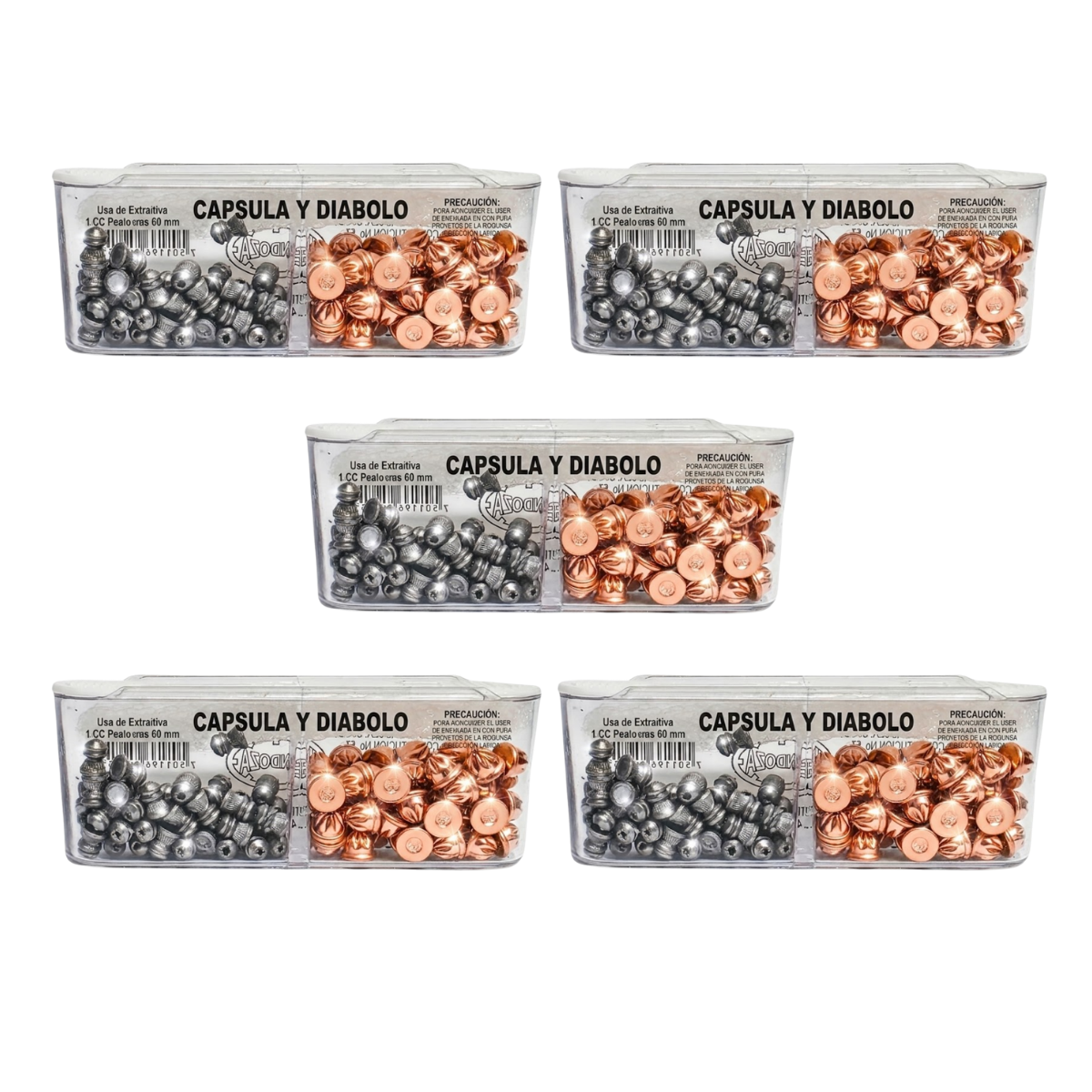 5 Pack Cápsula / Diabolo 4.5mm Sd-4.5-50-0555 250 Tiros