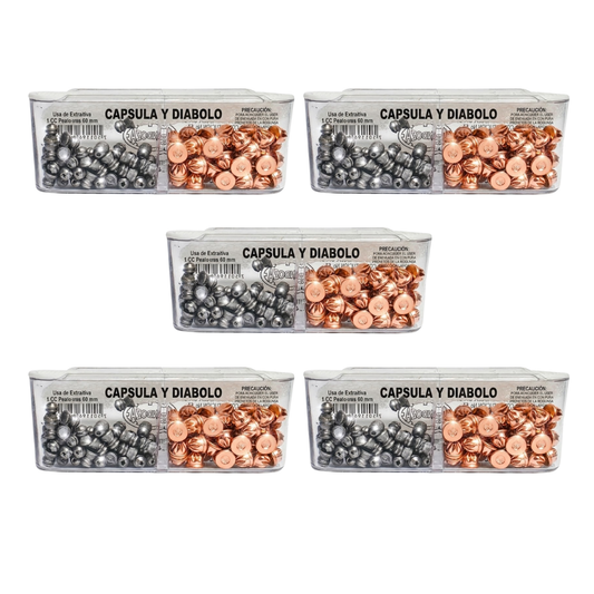 5 Pack Cápsula / Diabolo 4.5mm Sd-4.5-50-0555 250 Tiros