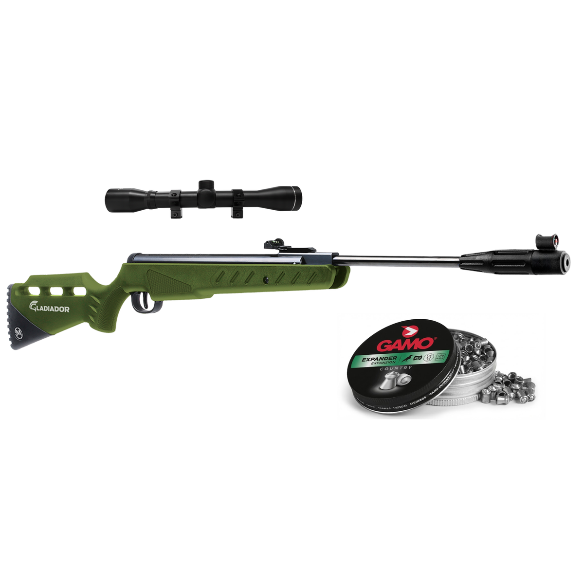 Rifle de aire Mendoza Gladiador 5.5 mm Resorte Verde combo