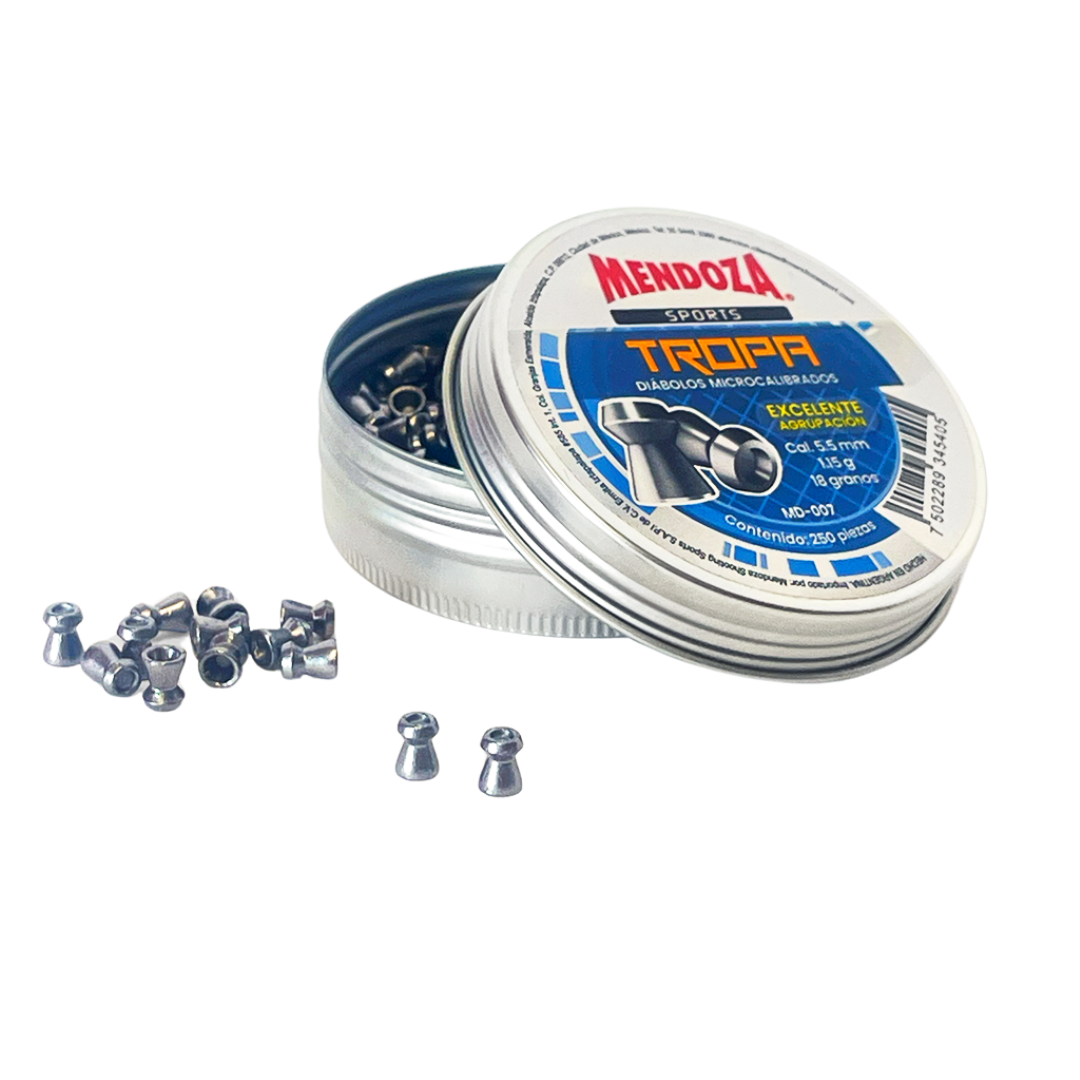 Diábolos Mendoza Tropa Md-007 Expansivos 5.5mm 250pz.