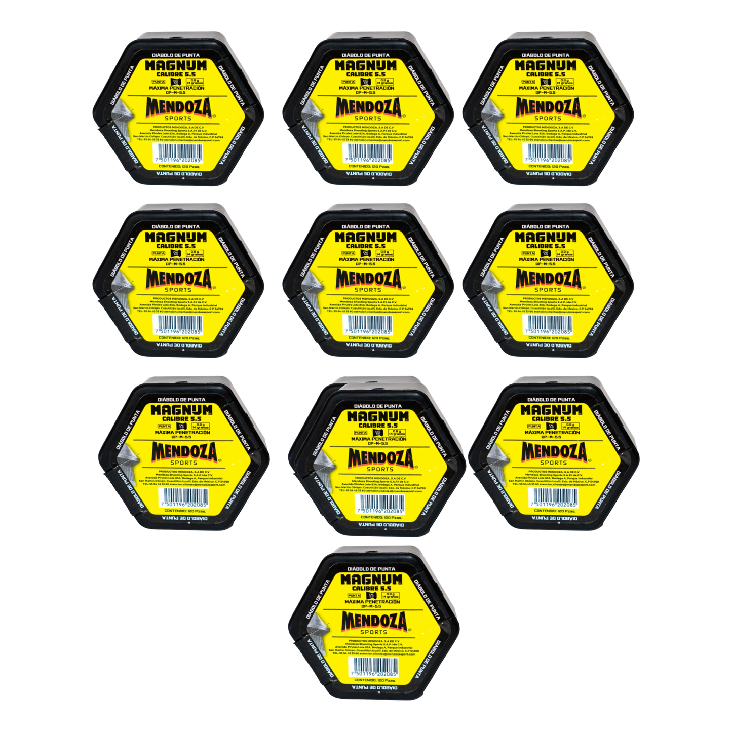 10pack Diábolo Magnum Calibre 5.5 Calibrado 120 Pzas Mendoza