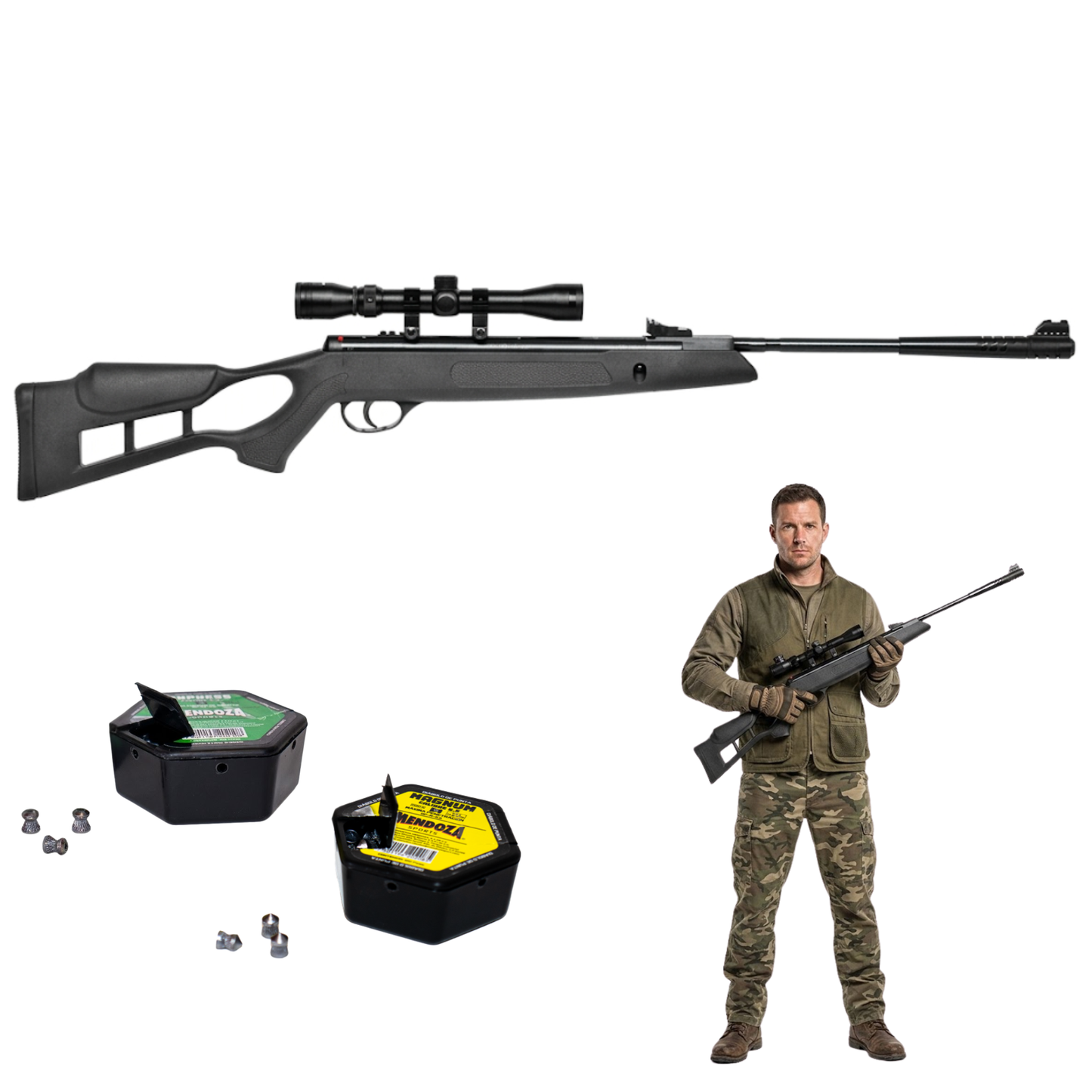 Rifle Diábolos 5.5mm Hatsan Edge Vortex con Mira y Diábolos