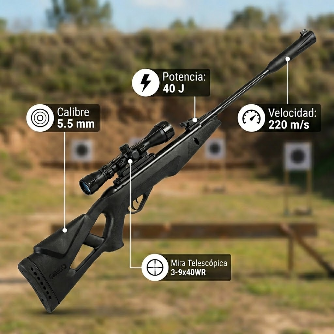 Rifle de Resorte GAMO Whisper X 5.5 mm para cacería con mira