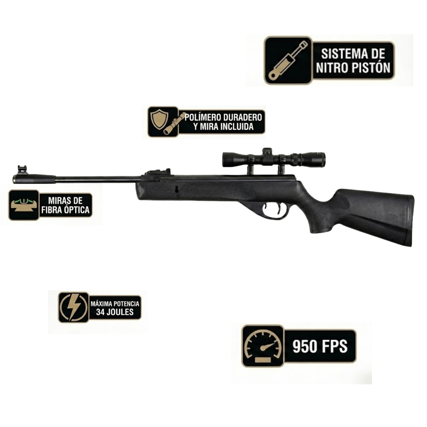 Rifle Deportivo Nova Vista Bb15 Nitropiston 5.5 Mm + Funda