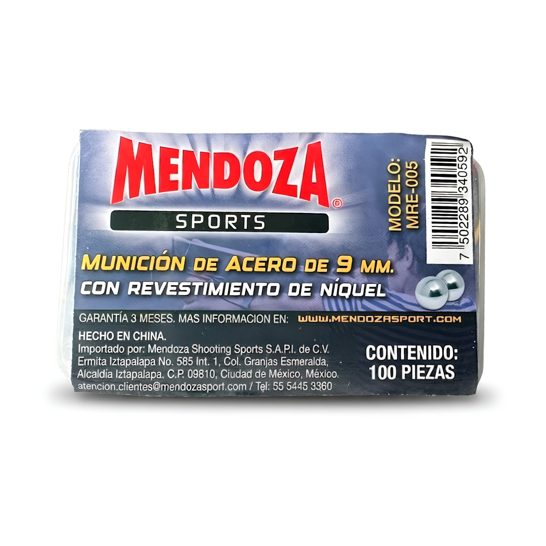 Municion De Acero 9mm Mendoza 2 Pack 200Pzas Resortera