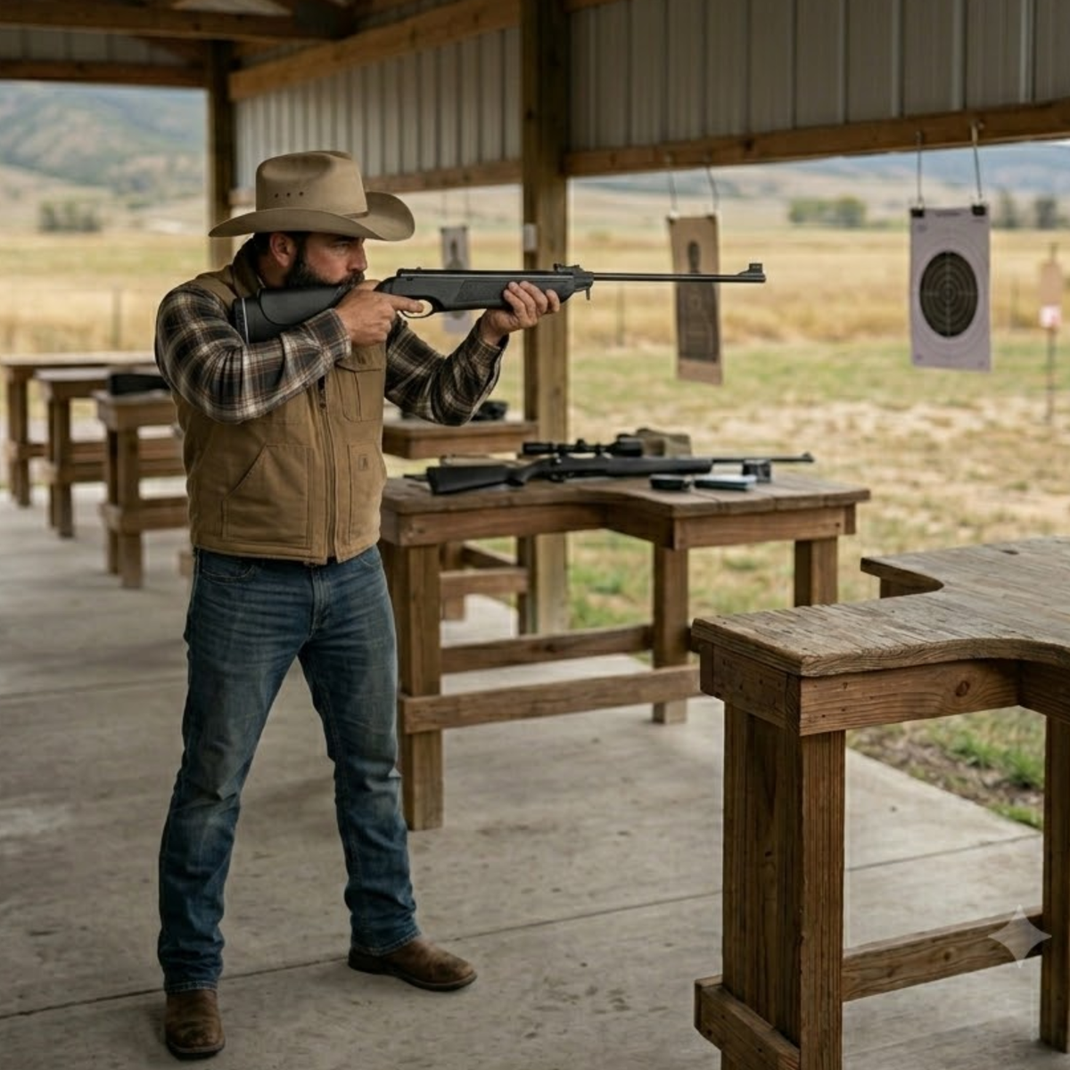 Diabolos 5.5 + Mira 4x20 + Silueta 4 Pz + Rifle Beeman 2063