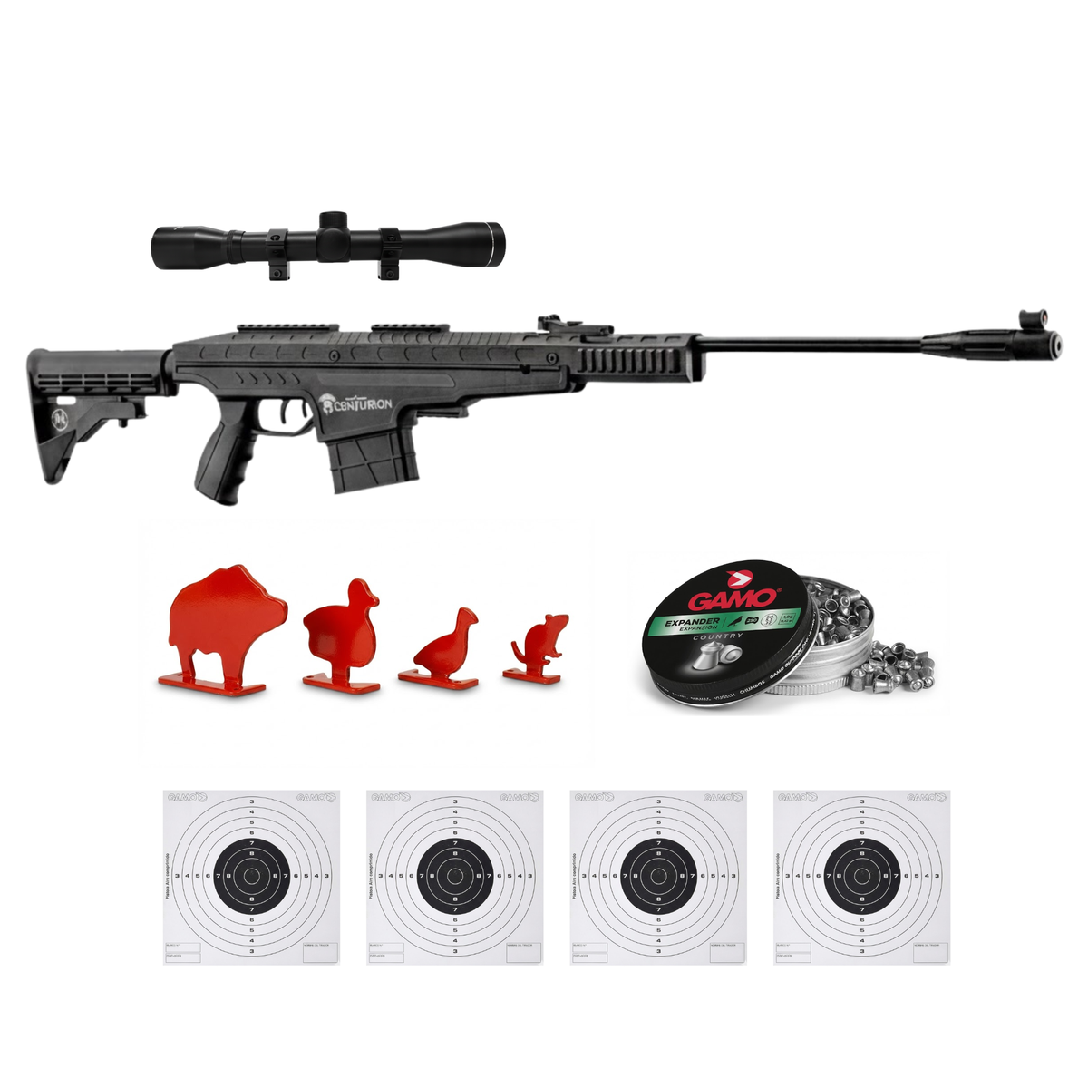 Rifle de aire Mendoza Centurión 5.5 mm Resorte Kit tiro