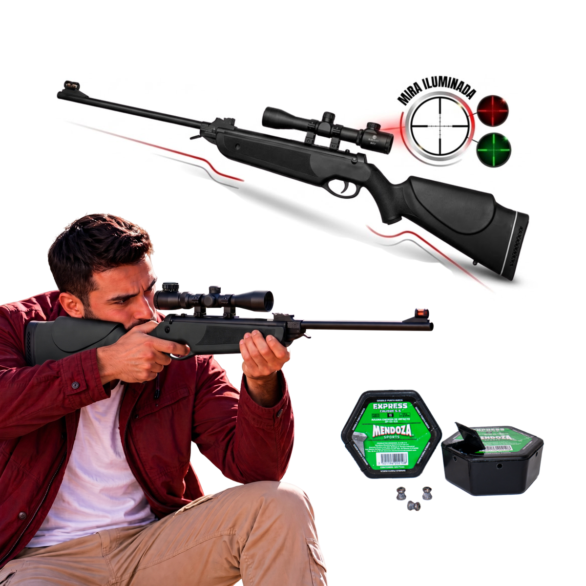 Diabolos 5.5 Mendoza 240pz + Rifle Marksman 2063 + Mira 4x32