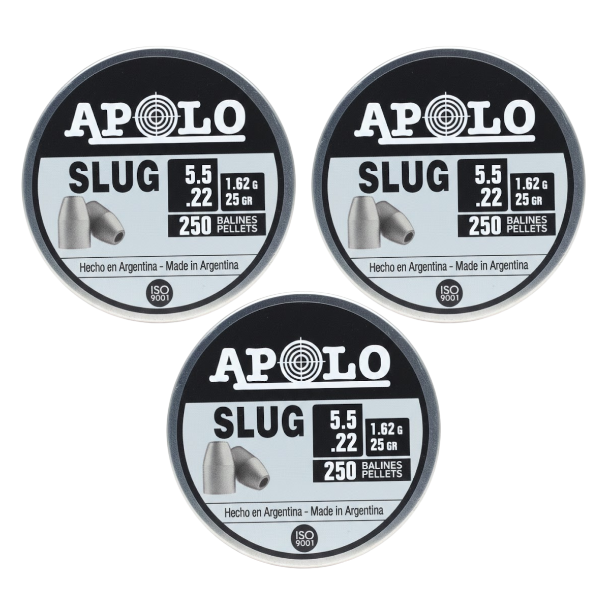 3 Pack Apolo Diábolo E-19301 Punta Slug 5.5 mm 25 gr p/PCP