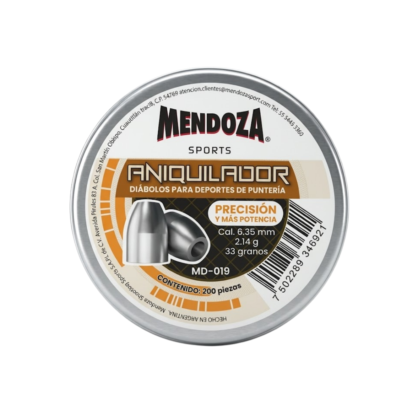 2 Pack Diábolos Mendoza Aniquilador 6.35mm MD-019 Slug 200pz