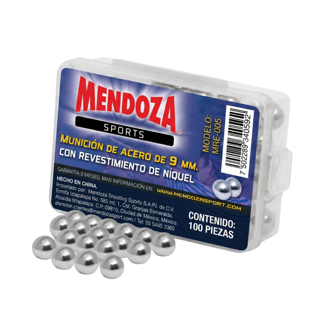 Municion De Acero 9mm Mendoza 2 Pack 200Pzas Resortera