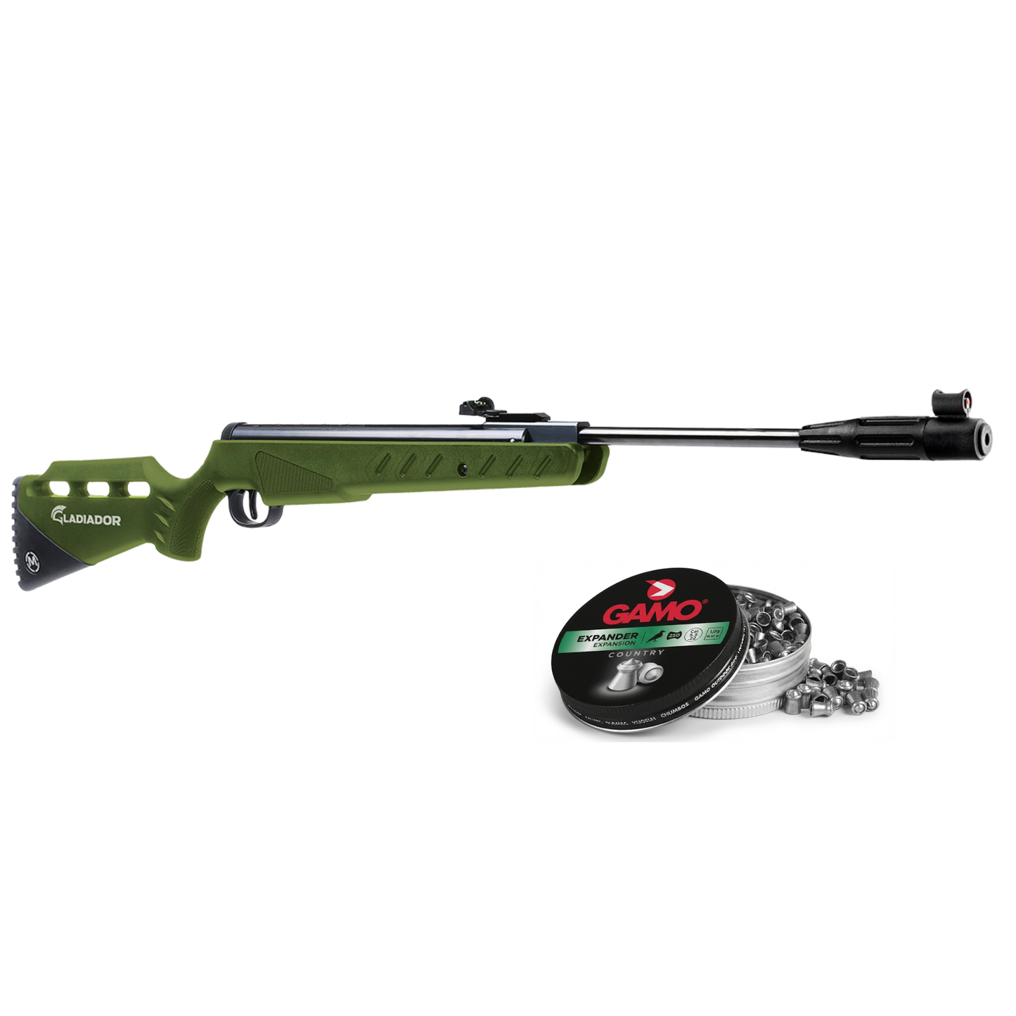 Rifle de aire Mendoza Gladiador 5.5mm Resorte Verde+Diabolos