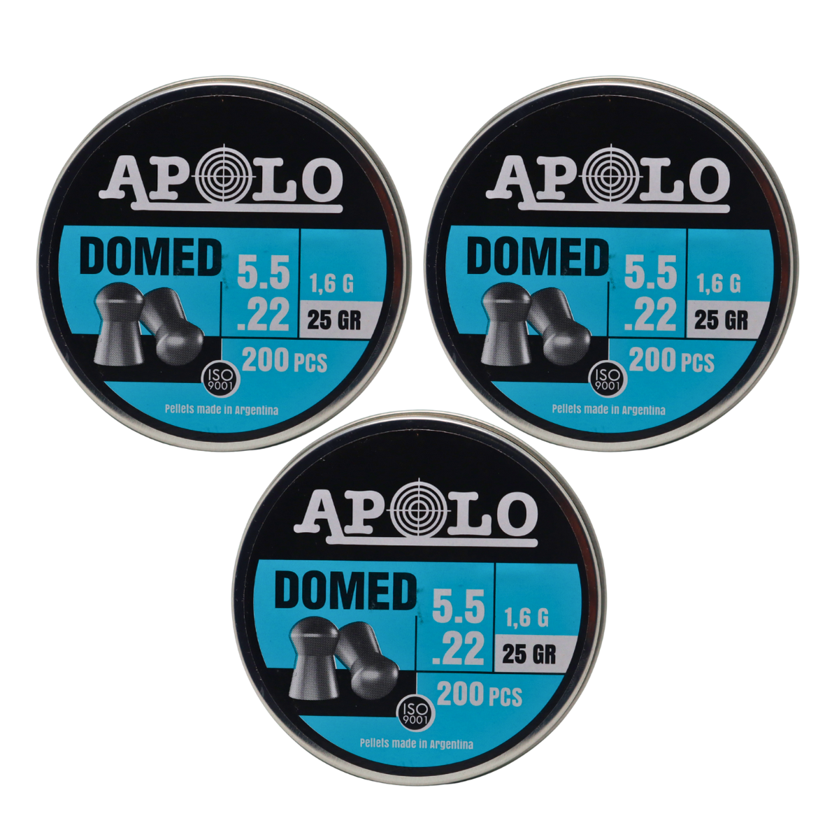 3 Pack Apolo Diábolo E-19918 5.5 mm Punta Domed Caceria 25gr