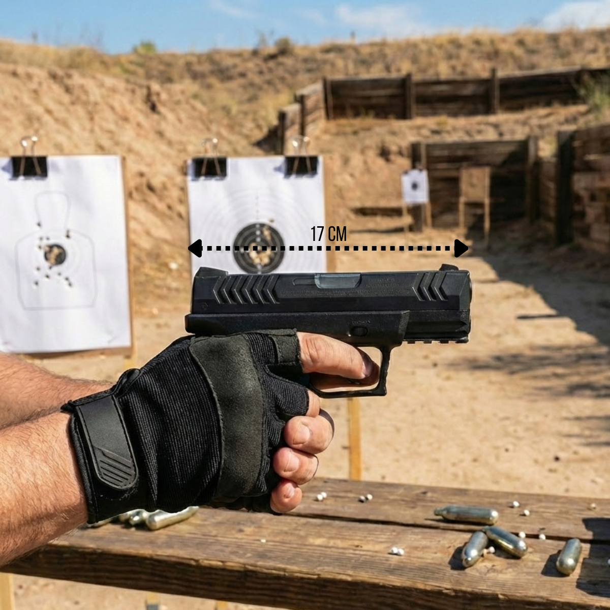 Pistola de CO2 Calibre 4.5 mm Umarex XBG c/ Balines y Dianas