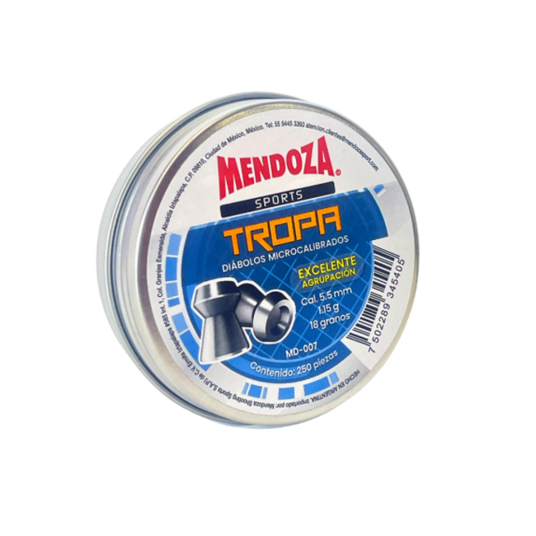 Diábolos Mendoza Tropa Md-007 Expansivos 5.5mm 250pz.
