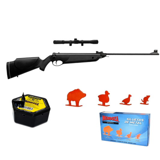 Diabolos 5.5 + Mira 4x20 + Silueta 4 Pz + Rifle Beeman 2063