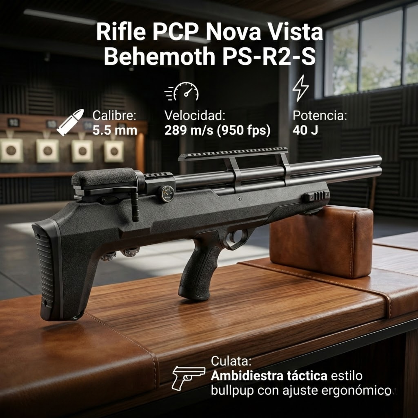 Rifle deportivo Nova Vista Behemoth 5.5mm PCP 950fps 10tiros