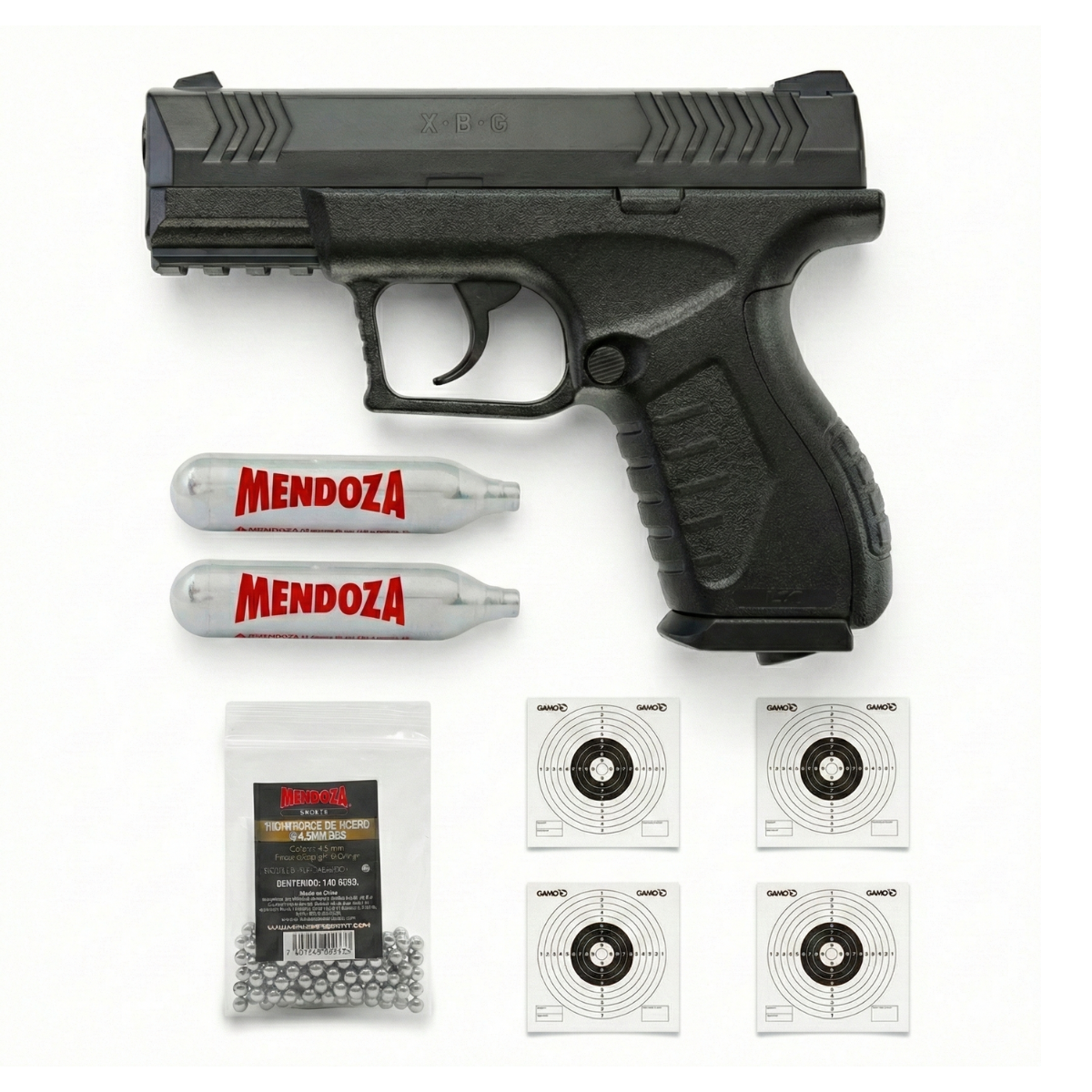 Pistola de CO2 Calibre 4.5 mm Umarex XBG c/ Balines y Dianas