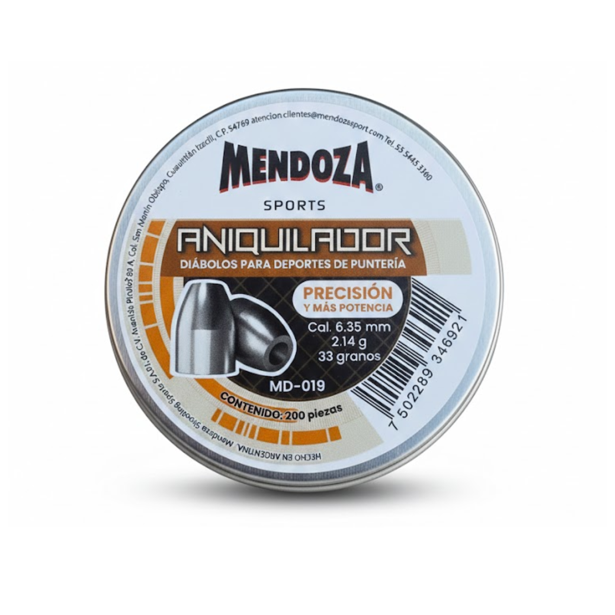 Diábolos Mendoza Aniquilador 6.35 mm MD-019 Slug 200pzas