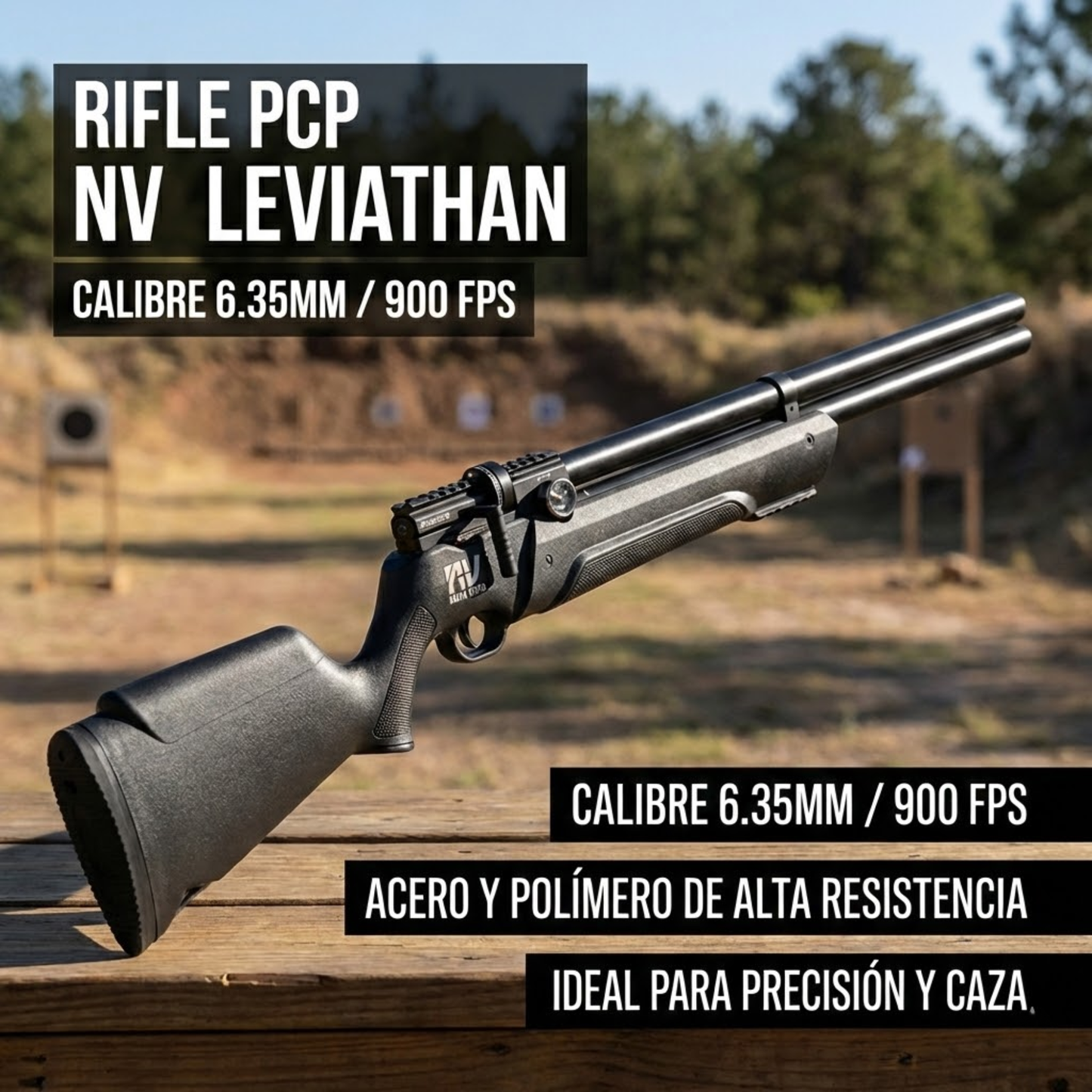 Rifle deportivo Nova Vista Leviathan R2 6.35mm PCP Regulador