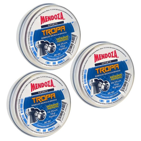 Diábolos 5.5mm Mendoza Tropa Md-007 Expansivos 250pz 3 Pack