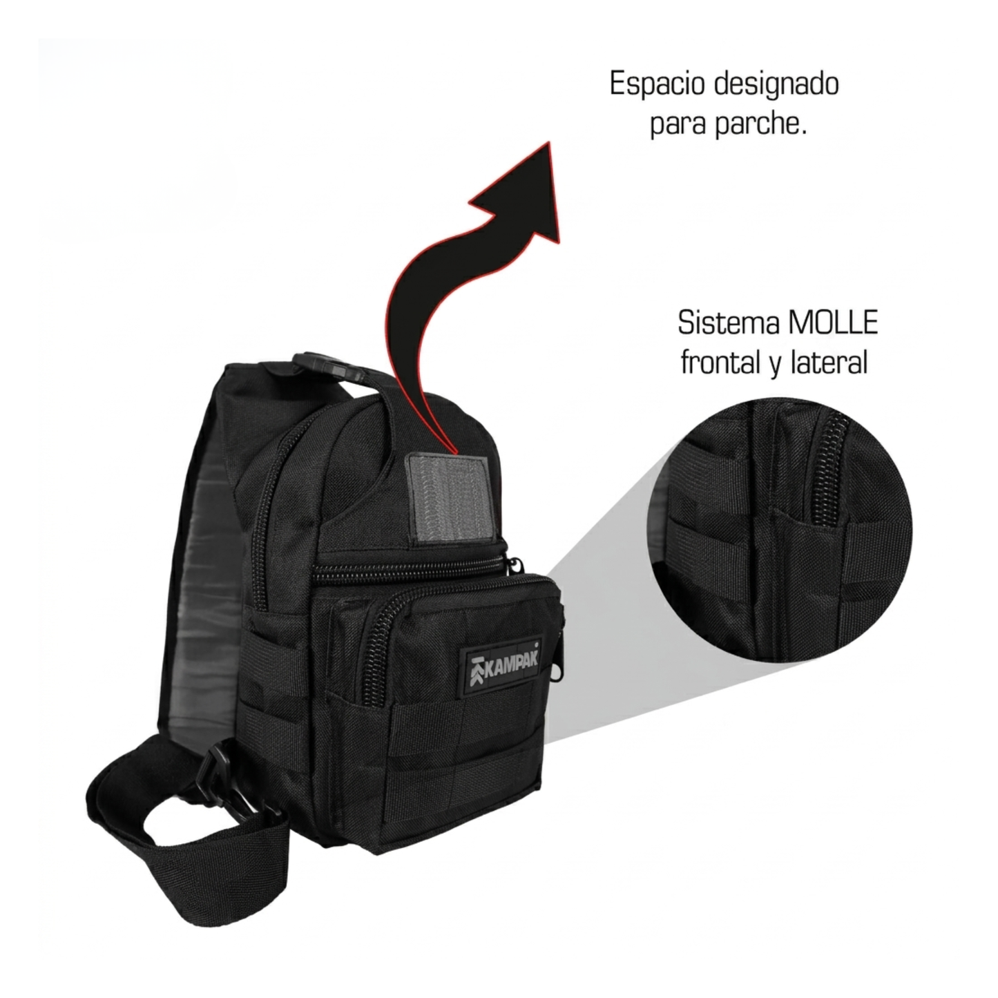 Pechera Kampak JB09 Táctica Negra Uso Deportivo Recreativo